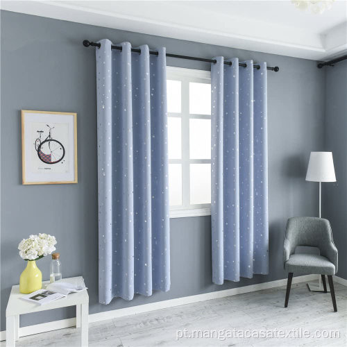 Cortinas impressas de estrela romântica azul claro